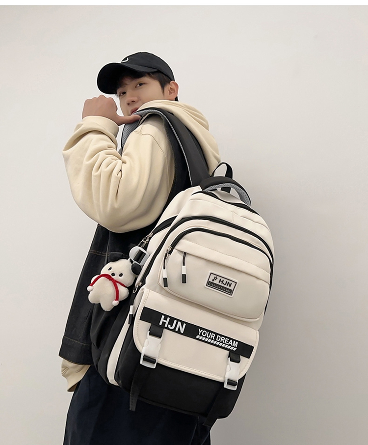 Academy Style School Bag Book Bag Lightweight College Student Backpack(Black)