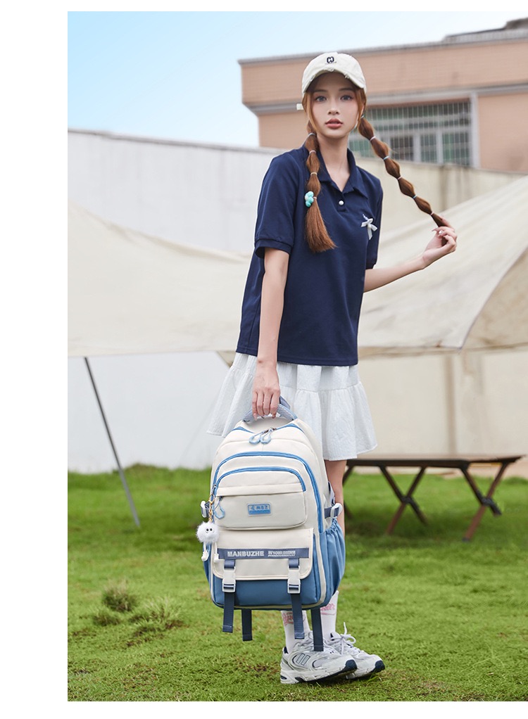 Academy Style School Bag Book Bag Lightweight College Student Backpack(blue)